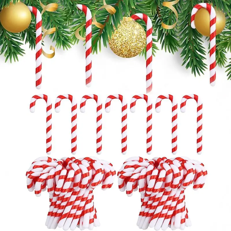 

6Pcs 6.5cm Artificial Plastic Candy Canes DIY Xmas Decoration for Christmas Tree Hanging Ornaments Home Party New Year Gifts
