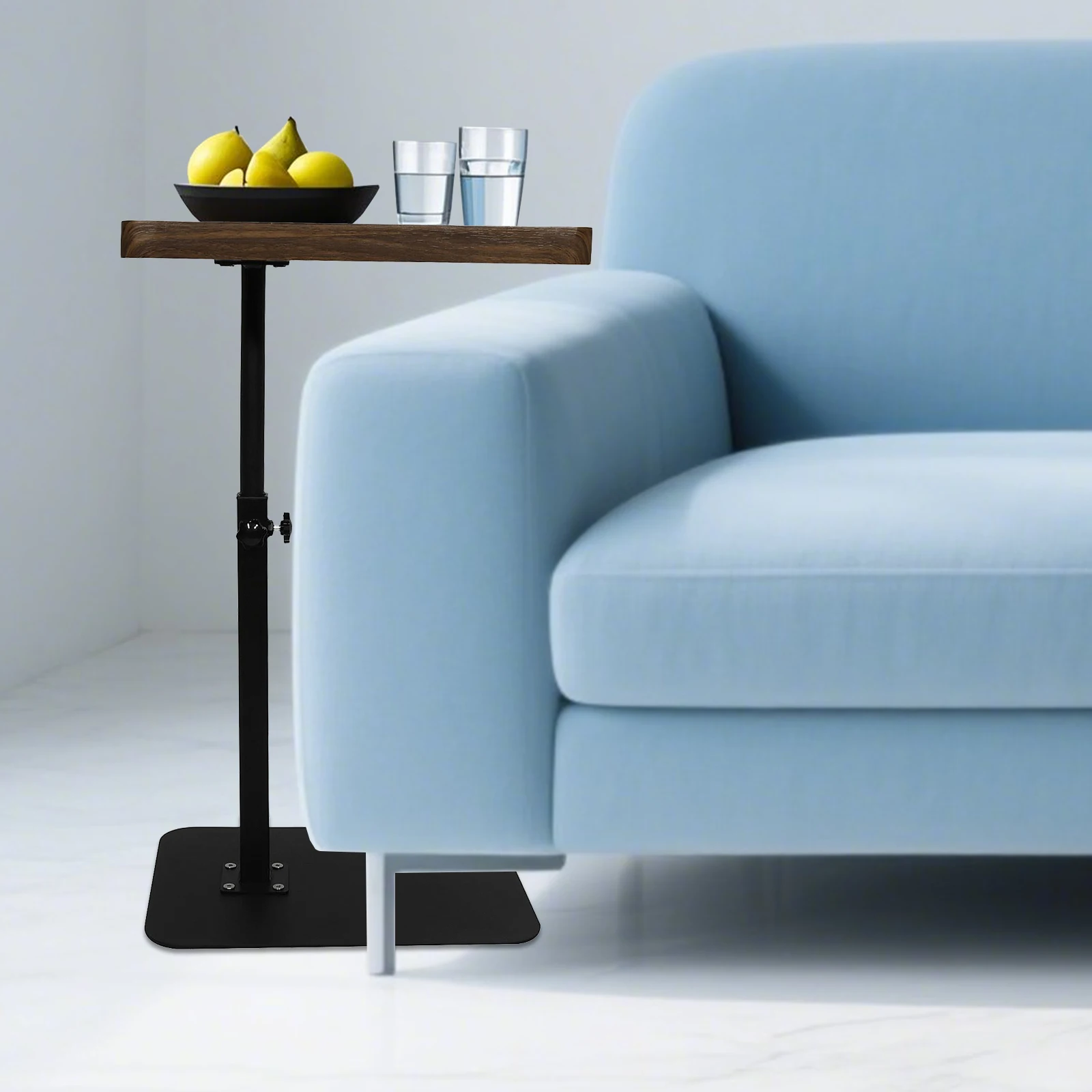

Heavy Metal C - Shaped Side Table Sofa Tray Swivel Adjustable Height Ideal for Couch Bed and Eating