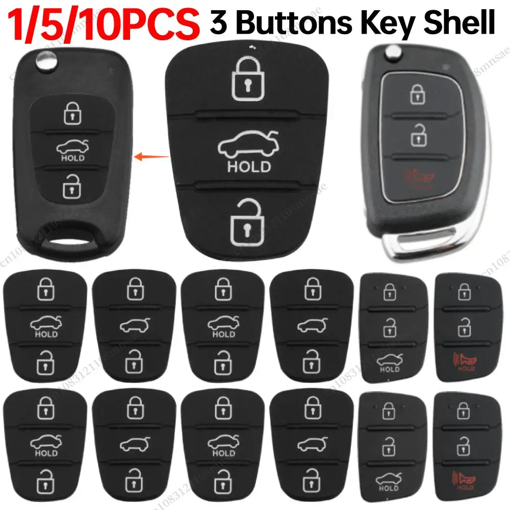 

Replacement 3 Button Rubber Pad for i30/i35/iX20 Solaris Verna Flip Remote Car Key Shell Case for Kia K2 K5 Rio Sportage