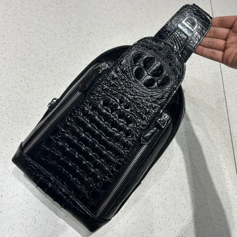 2025 New Luxury Bone Crocodile Leather Men's Chest Bag Leisure Genuine Leather Chest Bag For Man Fashion Crossbody Bag 45