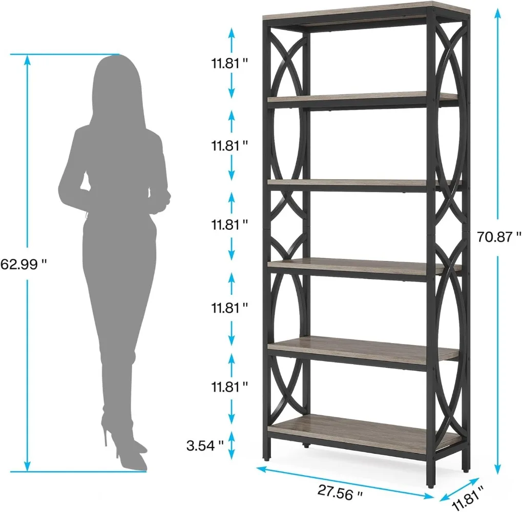 6-Tier Bookshelf Set of 2, 70.8