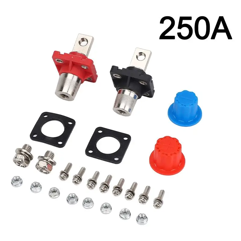 2PCS 250A Energy Storage Connector Red Black Battery Terminal Block For Solar Power System Cabinet Wire Cable Accessories