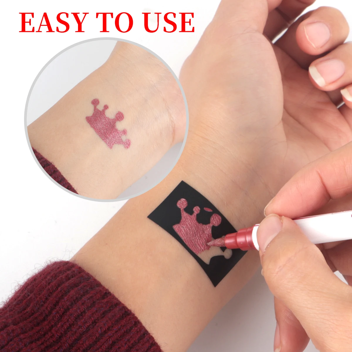 Conjunto de canetas de pintura de tatuagem temporária de ponta dupla, um conjunto de 10 canetas de pintura corporal coloridas + 10 kits de ferramentas de modelo de tatuagem de design exclusivo, pontas de caneta flexíveis, cores brilhantes, marcadores de pele de pintura corporal de 10 cores, viagens, carnaval, festas de aniversário, etc.