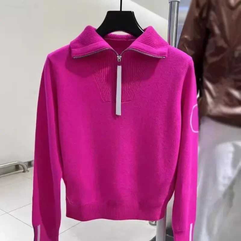 24 autumn and winter new golf clothing women's age reduction GOLF sports comfortable versatile and thin lapel knitted sweater