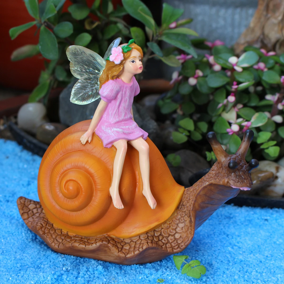 1 قطعة القواقع الجلوس الجنية الإبداعية لسطح المكتب ، ديكور المنزل ، حديقة ديكور ، حديقة تمثال راتنج حلية قزم الديكور ، ساحة ديكورا