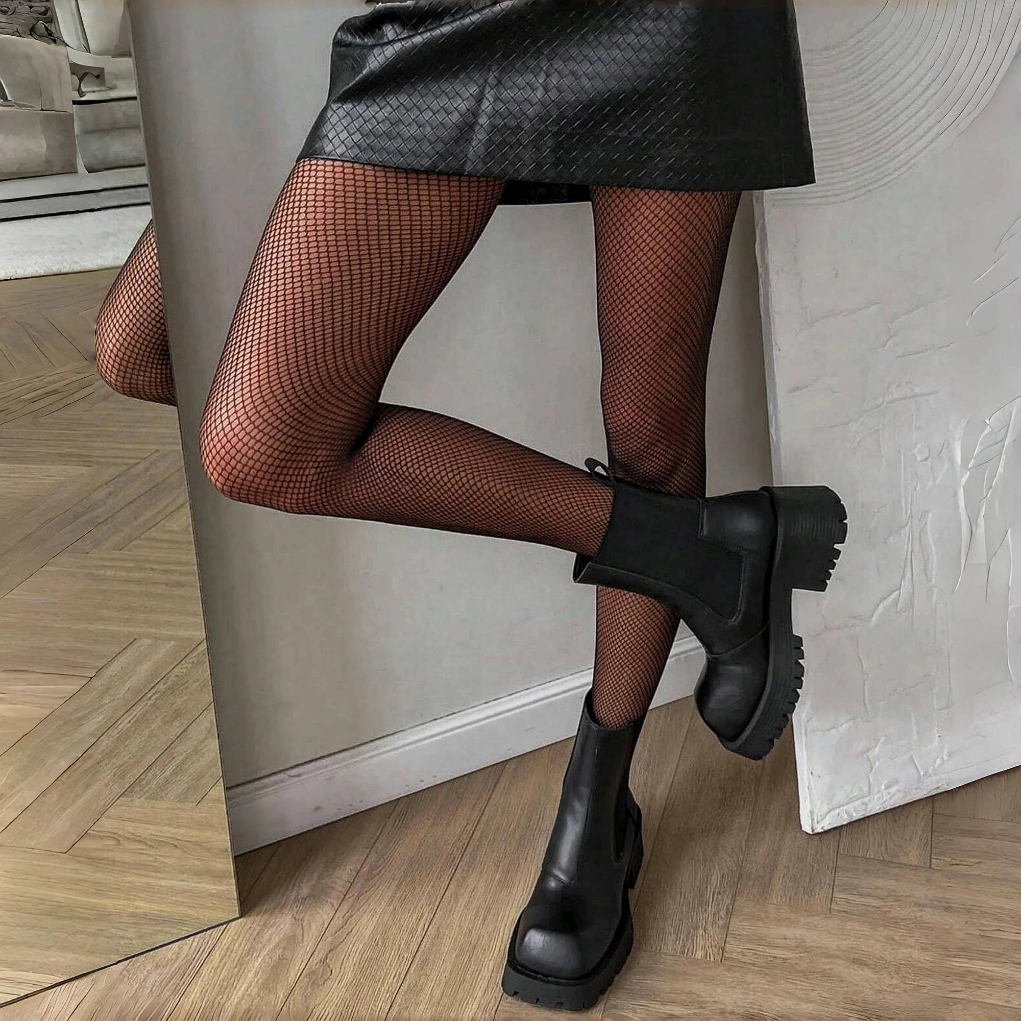 1 Piece Women'S Black Fishnet Stockings For Everyday Sexy Pantyhose