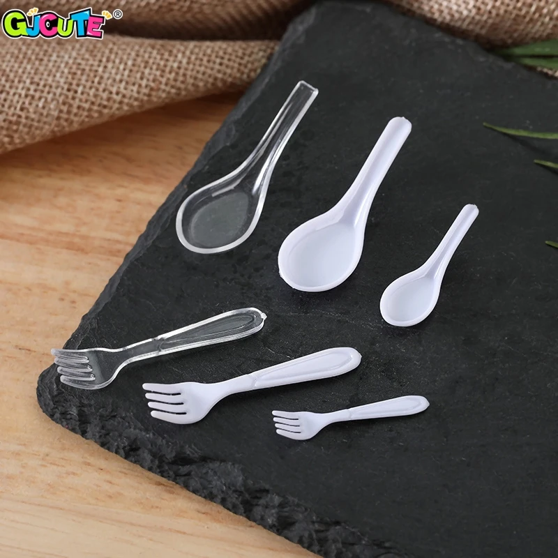 10Pcs 1/12 Dollhouse Simulation Spoon Fork Set Dollhouse Mini Kitchen Tableware Model Dolls House Decoration Accessories