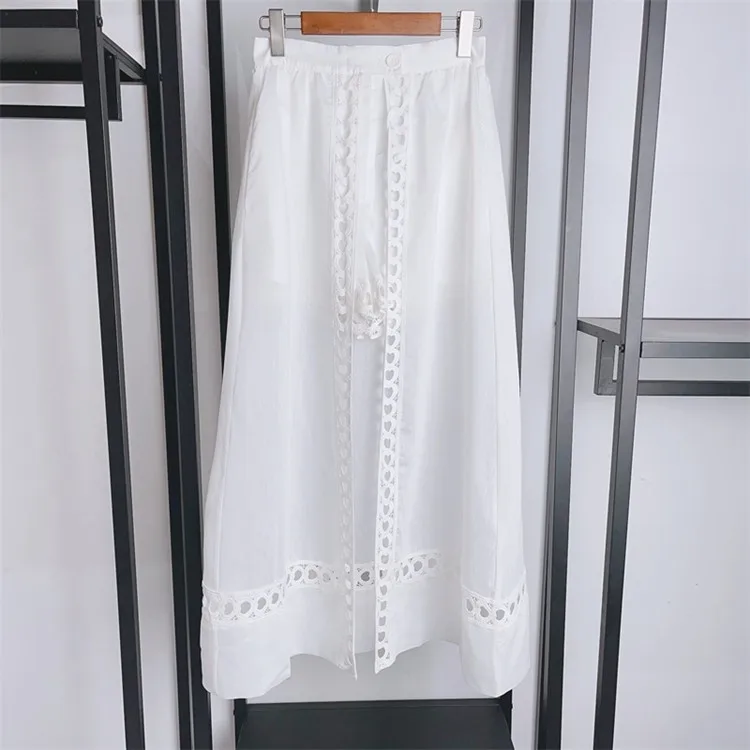 

MaSande Summer New Hollow out High Waist A-Line Skirt for Women Vaion Sle Commute OL Sle Mixed Material Long Skirt