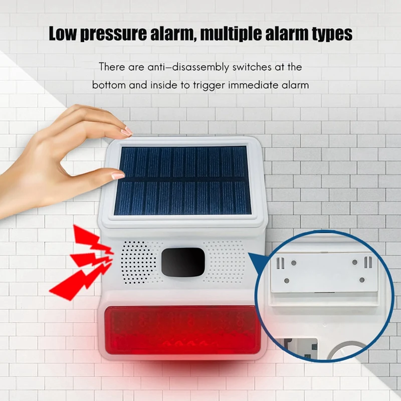 Alarme Solaire Sans Fil Rechargeable 433 Z, Couleur Blanche, Détection du Corps Humain, pour l'Extérieur, 1 Pièce