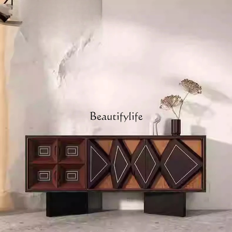 

Medieval style home entrance cabinet American art dining side living room storage retro solid wood creative decorative cabinet
