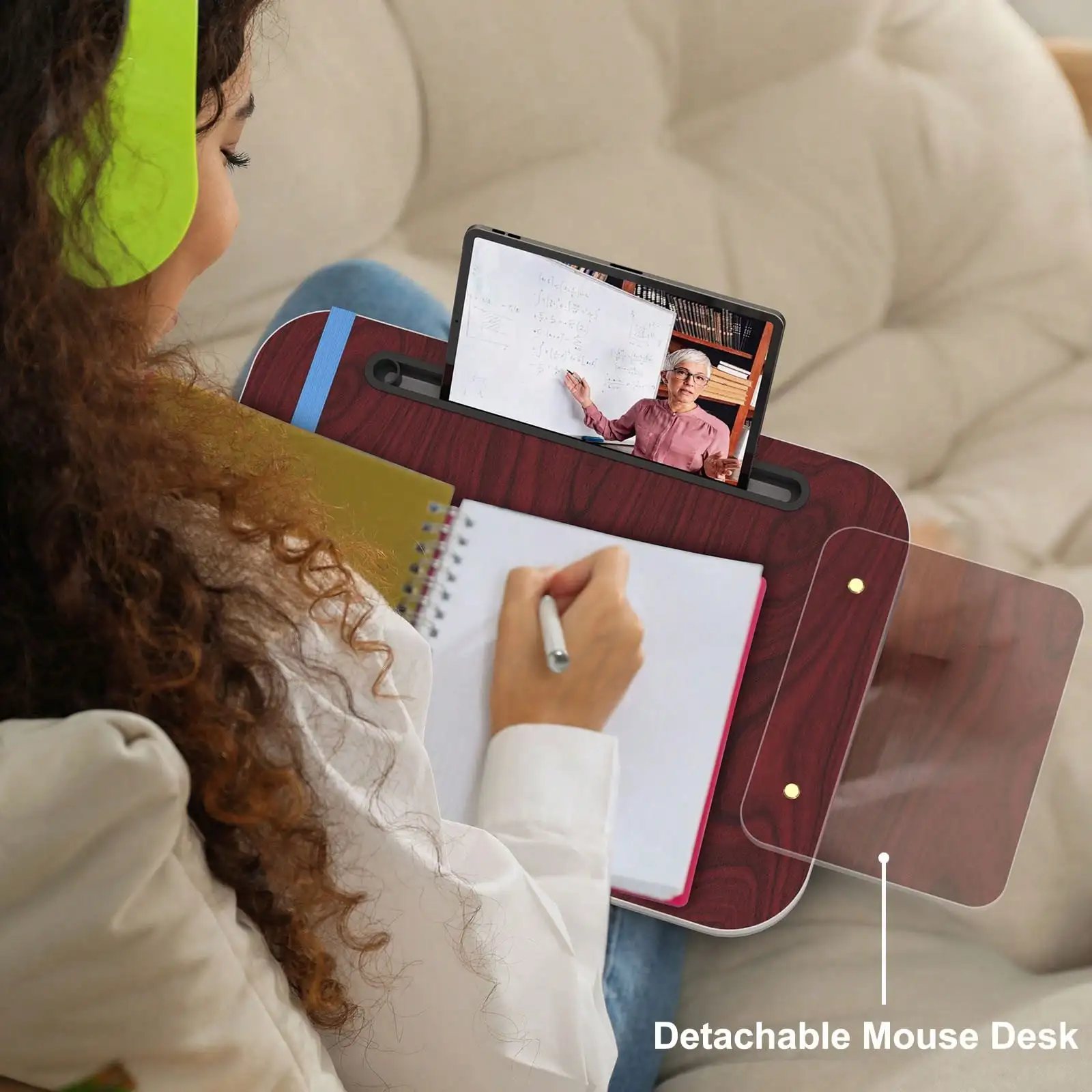 Laptop Lap Desk With Cushion, Fits Up To 16.1 Inches Laptops, Lap Desk For Bed Couch Sofa And Table, Tablet Holder And Detachable Mouse Tray