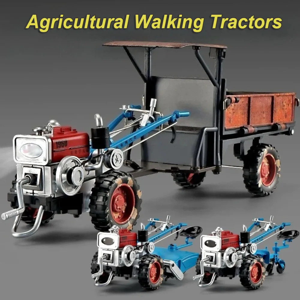 

1:24 Alloy Agricultural Walking Tractors Model Cars Toy with Light Music Rear Bucket Raised Lowered Miniature Vehicle Boys Gifts