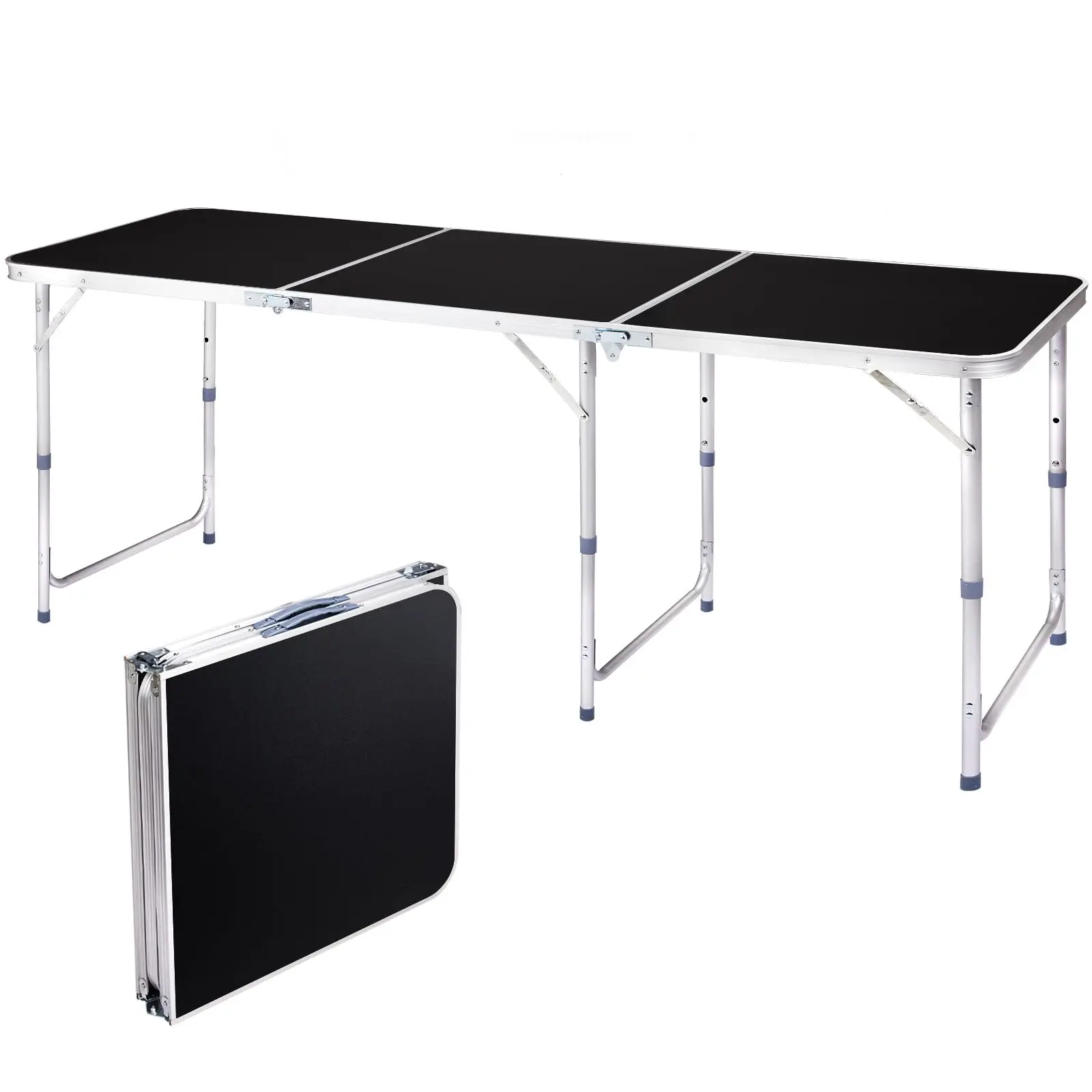 

New 6.0 Ft Folding Portable Camping Table with Three Adjustable Heights, Tri-fold Outdoor Table,Outdoor Camping BBQ,Garden