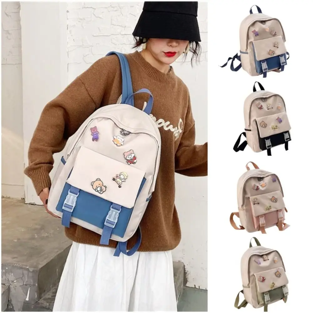Large Capacity Large Capacity Backpack Korean Style Multi Pockets Casual Shoulder Bag Handbag Cartoon Korean Style School Bag