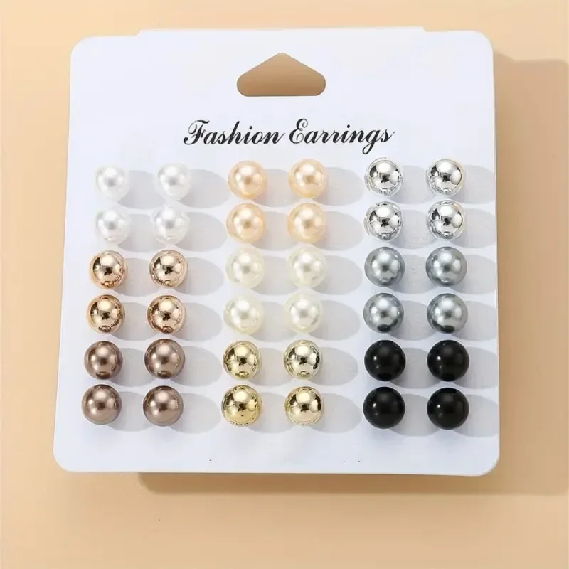 18 Pairs of Simple Imitation Pearl Earrings, Casual and Elegant Style, Lightweight, Women Wear Earrings for Daily Wear