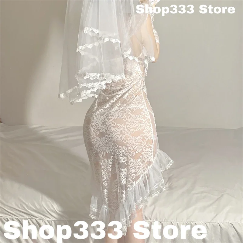 Bridal Sexy Underwear Cosplay Princess Costumes Exotic Wedding Dress Roleplay Sweetheart Spaghetti Strap Sex Outfit Plus Apparel