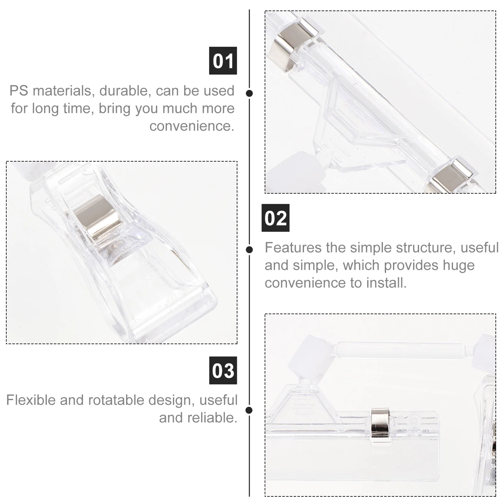 25 Pcs Price Tag Holder Double Display Label Clip Clear Sign Retail Store Supplies Swivel Plastic Rotatable