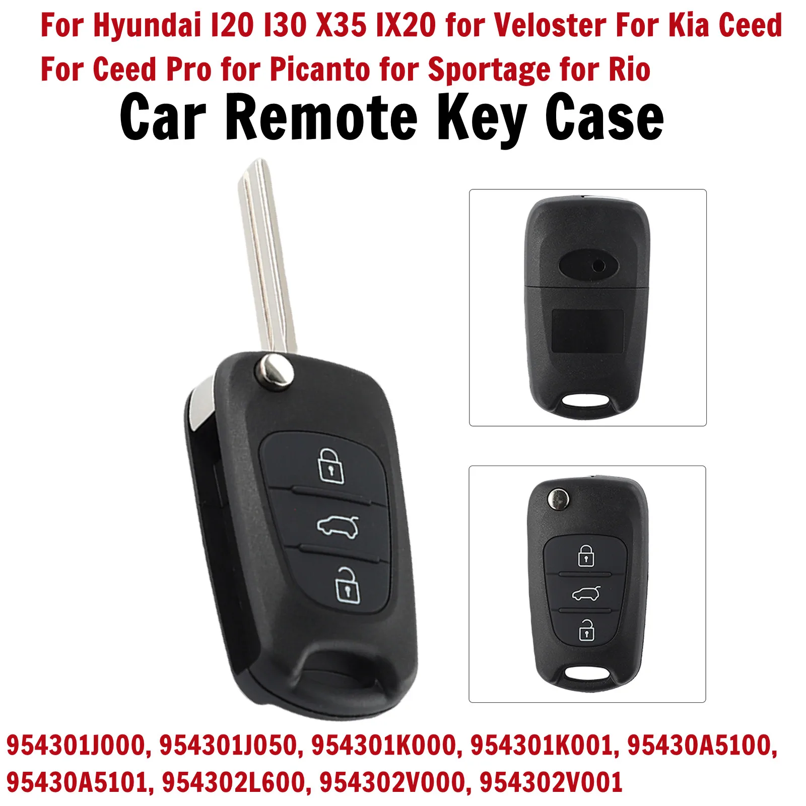 1pc per Hyundai 3 pulsanti Flip Key Fob Case Shell Cover Remote Key Case per Hyundai I20 I30 X35 IX20 Veloster