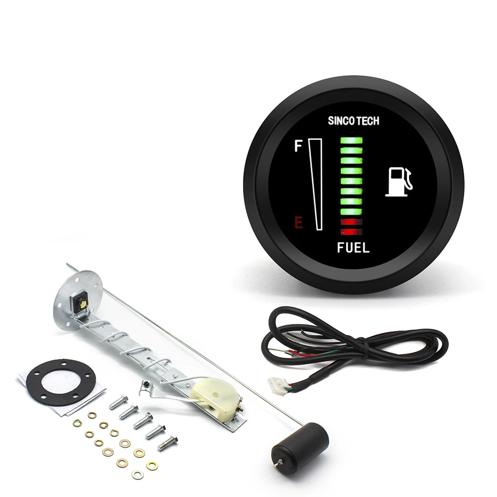2 cale 52mm samochodowy wskaźnik poziomu paliwa z czujnikiem pływakowym paliwa elektroniczny wyświetlacz LED 8-18V czarny wskaźnik modyfikacji samochodów
