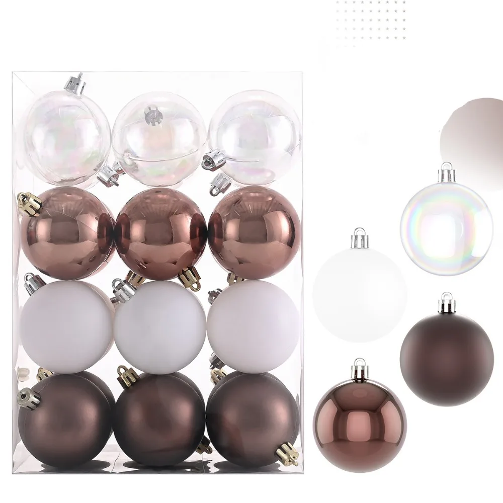 

24pcs 6CM Christmas Balls Plastic Waterproof Christmas Spheres Pendant Shatterproof Electroplated