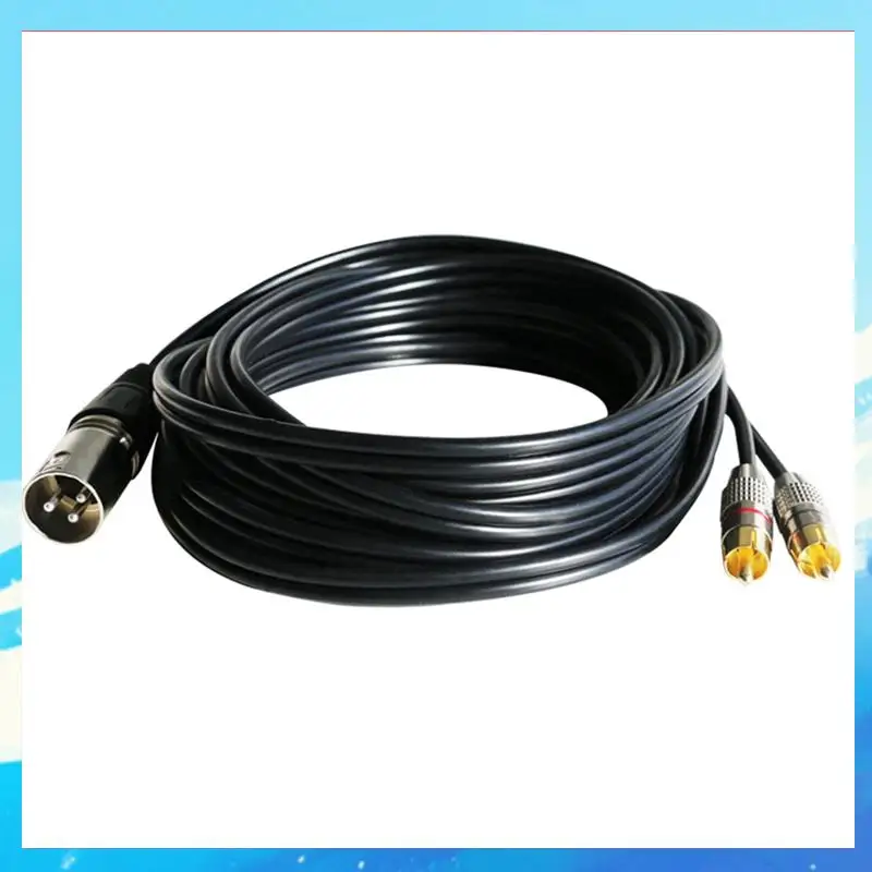 2 XLR Male To 2 RCA Male Plug Stereo Audio Cable Connector Y Splitter Cord For Microphone Mixing Console Amplifier(1.5M)-[A49T]
