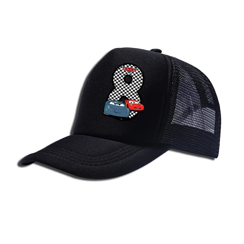 Gorra de béisbol con estampado de Cars Pixar Lightning McQueen para niños y niñas, sombrero de la suerte con números del 0 al 9, ajustable