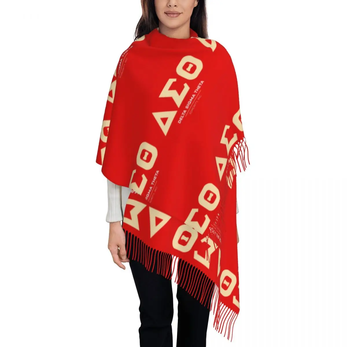 

Stylish Delta Sigmas Theta Tassel Scarf Women Winter Warm Shawl Wrap Ladies Scarves
