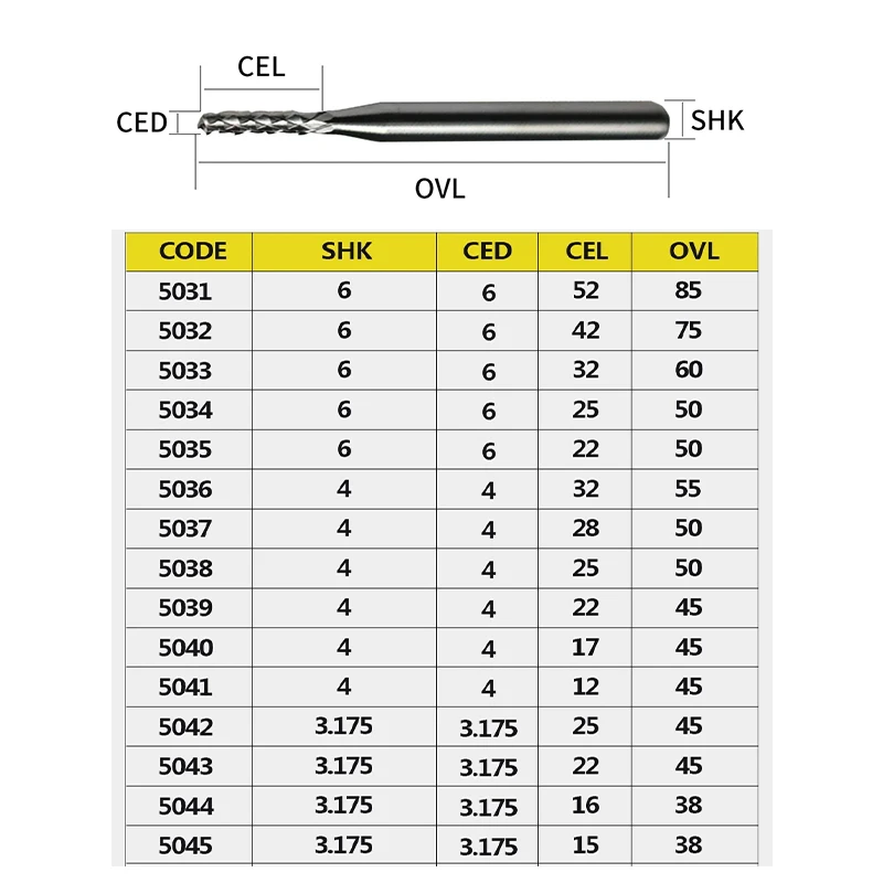 Huhao 1 peça 3.175mm 4mm 6mm cortador de milho de carboneto de tungstênio corte pcb brocas de fresagem fresa cnc para máquina de gravura