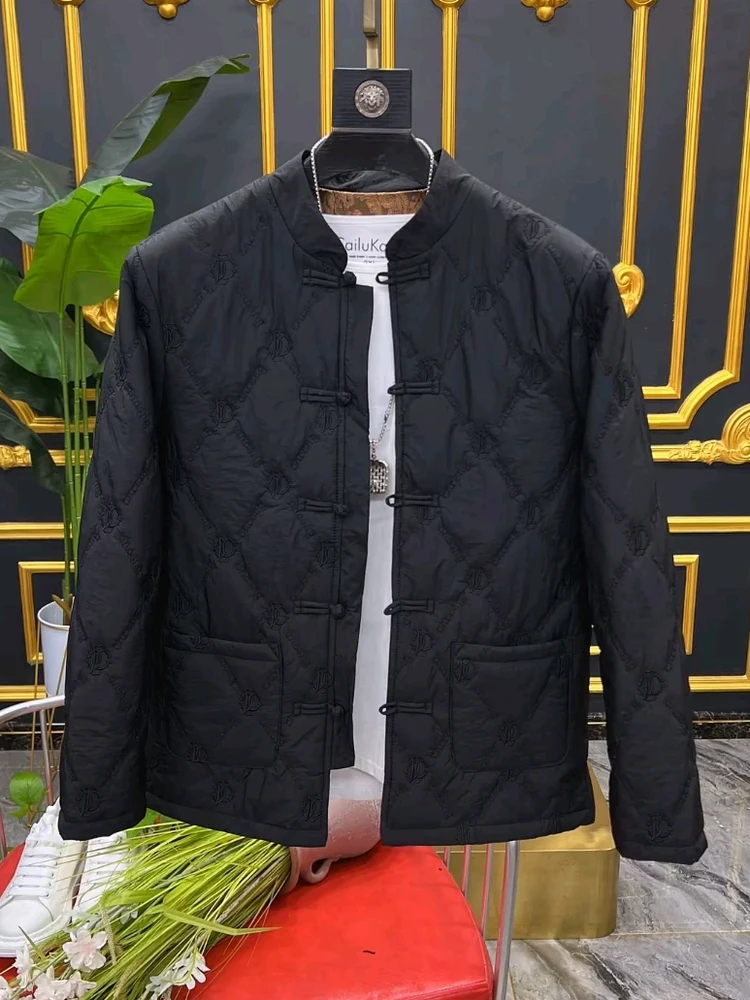 

Мужской новый осенне-зимний хлопковый твиль с воротником из твила и поясом с завязкой на талии, традиционный китайский костюм Тан, модный Versa...