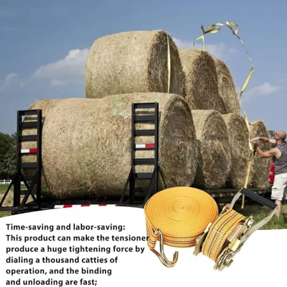Double Hook Truck Front Cargo Ratchet Strap with Metal Buckle Multi-purpose Bundling Belt Tension Rope Adjustable