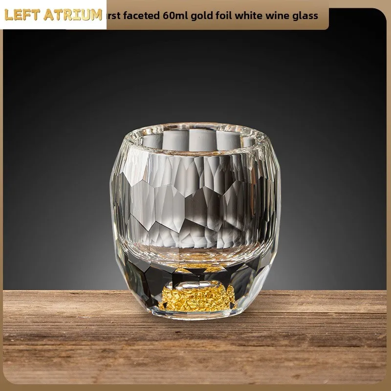 Light luxury diamond faceted gold foil Baijiu cup vertical pattern turquoise wine dispenser wine cup wine set