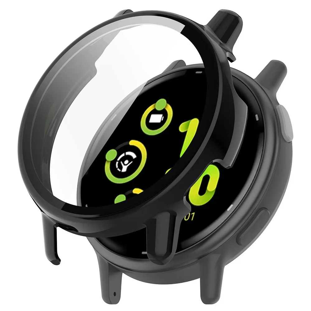 حافظة PC + زجاجية لهاتف Garmin Vivoactive 6/Vivoactive 5/GarminActive 5 واقي شاشة كامل غطاء إطاري