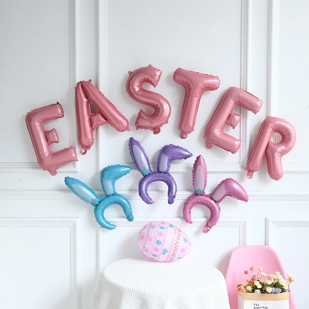 

10pcs/set Pink Purple Rabbit Ear Headbands Bunny Headband Inflatable Foil Balloons Birthday Baby Shower Easter Party Decorations