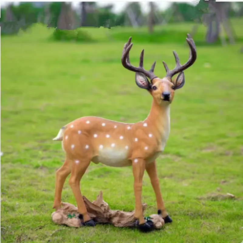 67.5cm Lifelike Hand-painted Resin Deer Statue for Outdoor Garden and Home Decoration