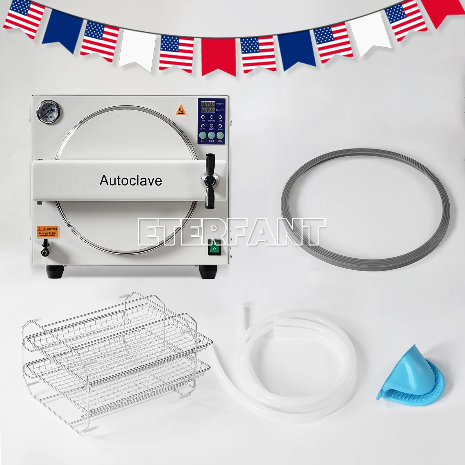 ETERFANT 18L Class N Dental Autoclave/18L Class B Autoclave Vacuum Drying LCD+Printer Steam Sterilizer/27L UV Sterilization