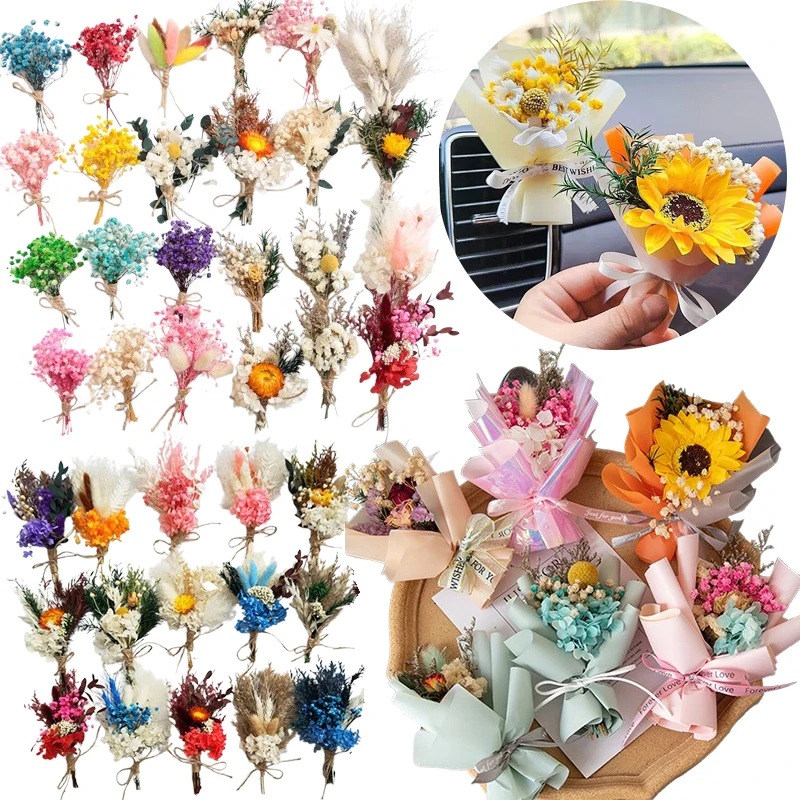 Mini Small Dried Flowers Bouquet Dry Carnation Artificial Flower Decor Party Supplies Flower Soap Wedding Decoration Gift