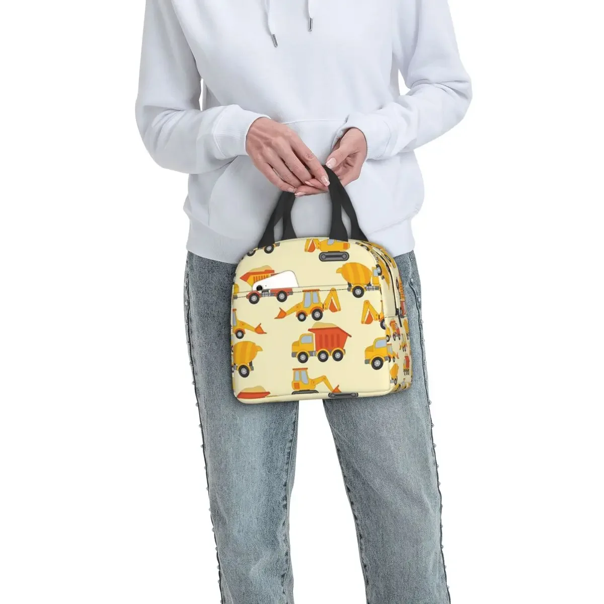 Cartoon Truck Car Tractor Excavator Pattern Insulated Lunch Bag for Women Kids Leakproof Food Boxes Thermal Lunch Box Tote