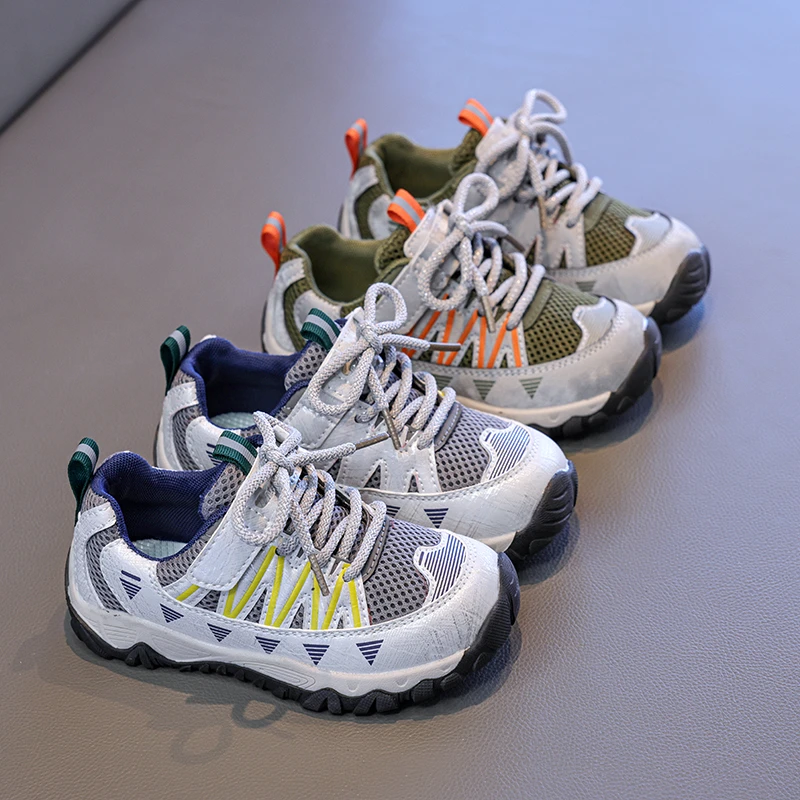 Toddler Kids Running Shoes Outdoor Boys Girls School Patchwork Sneakers Breathable Mesh Non-slip Soft Sole Children Sports Shoes