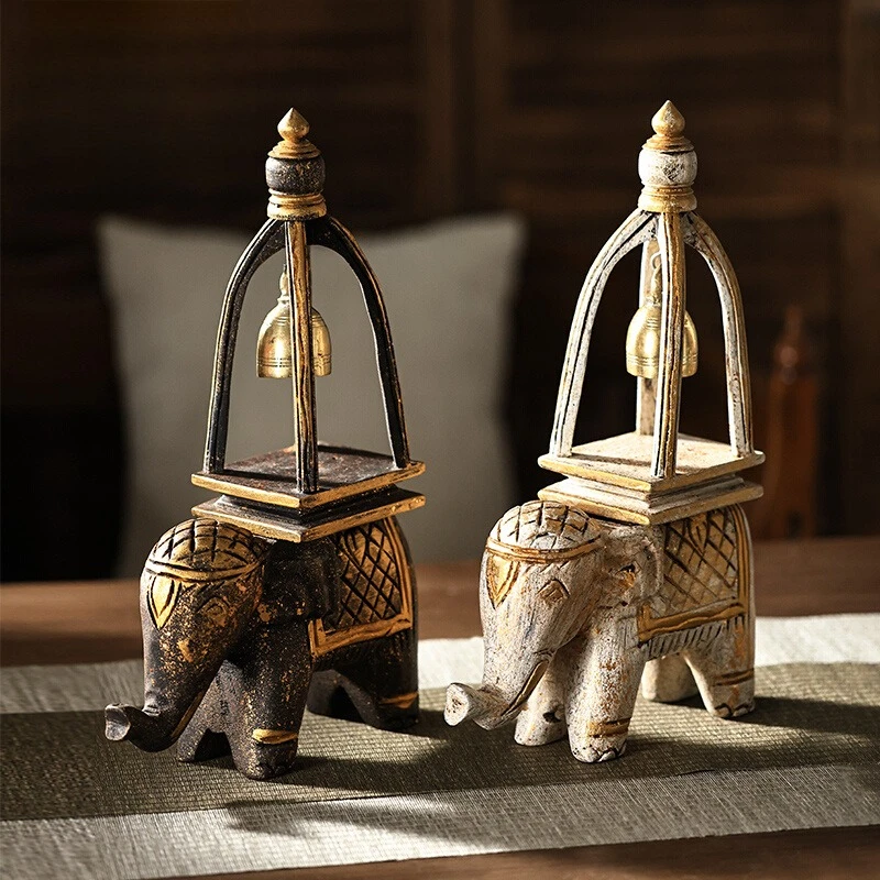 

South East Asia style solid wood elephant ornament special decoration living room dining room Thai wood carving decoration