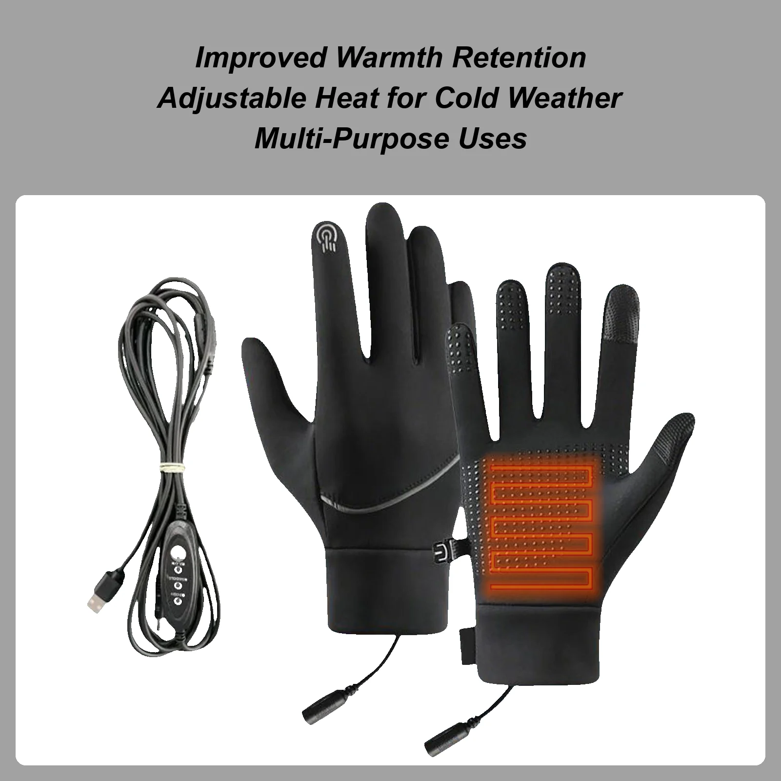 

m/l/xl USB Heated Gloves Full Finger Gloves Waterproof Heated Thermal Gloves Mitts 3rd Gear Adjustable Temperature For Men Women