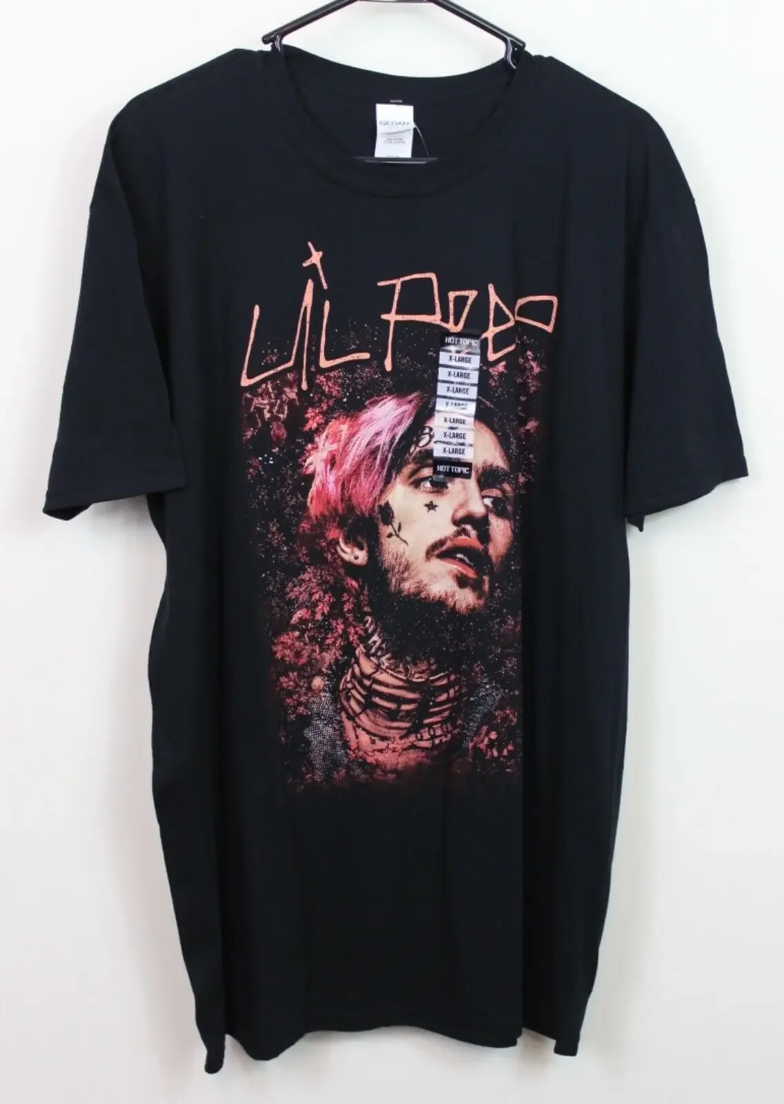 Hot Topic Lil Peep Rap Short Sleeve Black Floral Portrait Cotton T Shirt NWT