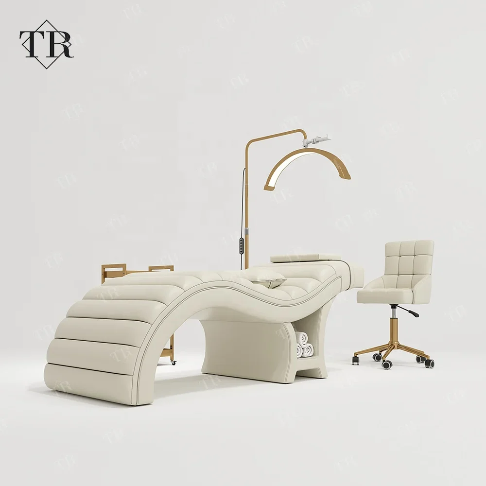 Turri Unique Curved Lash Bed Modern Eyelash Beauty Salon Massage Table Bed For Eyelash Extension Full Set Furniture