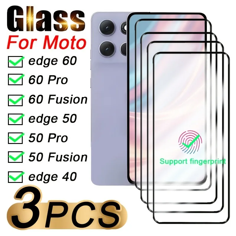 3Pcs Screen Protector Tempered Glass for MOTO EDGE 60 50 Fusion 40 30 PRO Ultra Fusion NEO Glass Supports Fingerprint Unlock