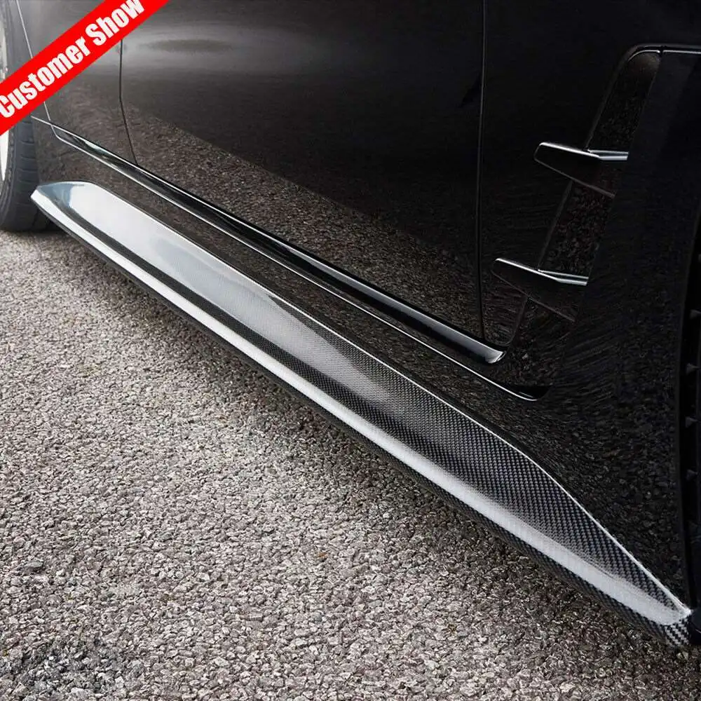 REAL CARBON Side Skirts Extension Lip Panel For BMW 4 Series G26 M Sport 440i 2021UP