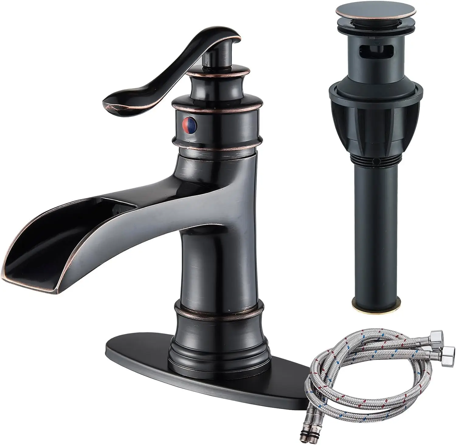 Waterfall Bathroom Faucet Oil Rubbed Bronze Single Handle Lavatory Mixer Tap  Vessel Sink Faucet Farmhouse Vanity  Sink Faucet