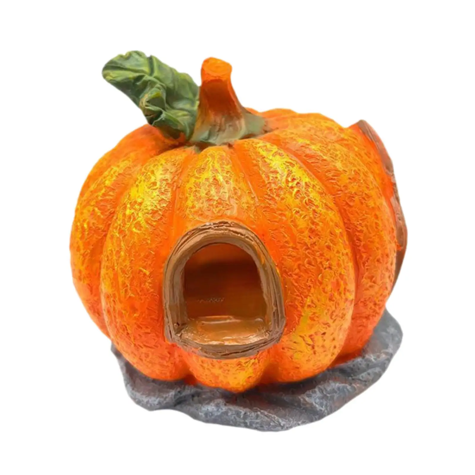 Pumpkin Fish Tank Decoration,Fishes Hide Cave,Pumpkin Shaped Fish Cave,Pumpkin Sculpture,Aquarium Decoration for Desktop,Home