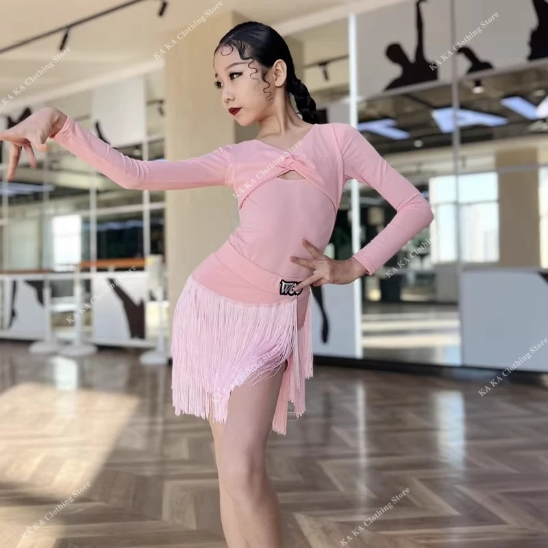 

Платье с бахромой для девочек, костюм для танго и латиноамериканских танцев, юбка с кисточками, платье для сальсы, платье для бальных танцев, платье для соревнований по латиноамериканским танцам