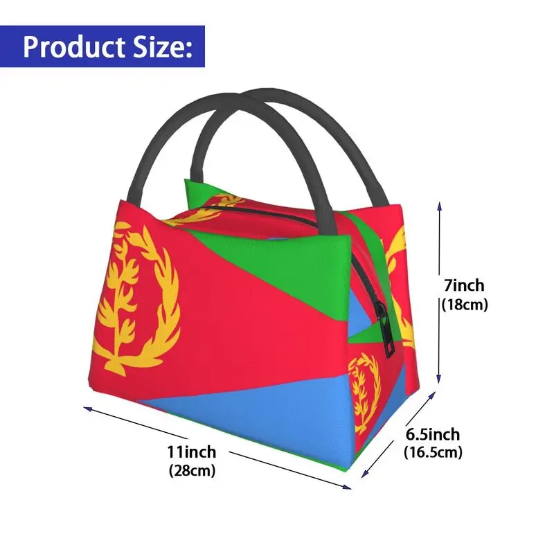 Custom Eritrea Flag Portable Lunch Boxes Women Multifunction Cooler Thermal Food Insulated Lunch Bag Travel Pinic Container