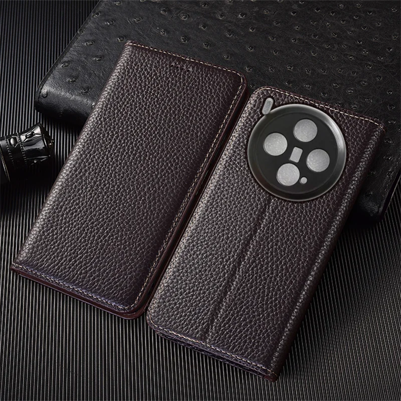 

Чехол-книжка из натуральной кожи для Vivo X60 X70 X80 X90 X90S X100 X100S X200 X200S X300 Pro Plus Lite Ultra, с узором «личи»