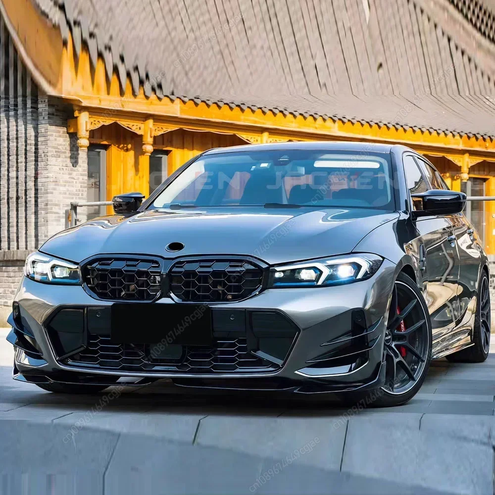 For BMW G20 G21 M-Sport 318i 320i 330i M340i 2022-2024+ LCI Front Bumper Splitter Lip Spoiler Diffuser & Canards Trim Sticker